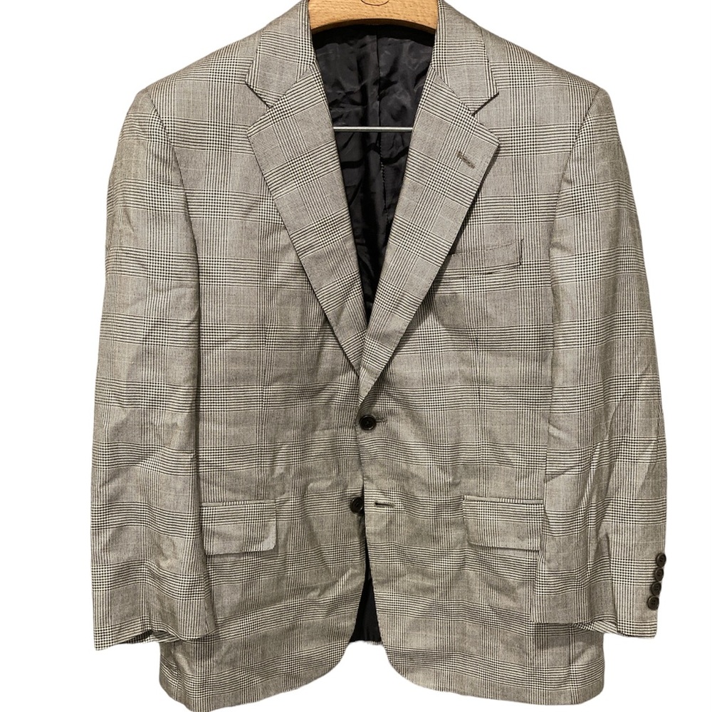 Brooks Brothers Silk Blend Prince Of Wales Hand Tailored Sport Coat Size 42S